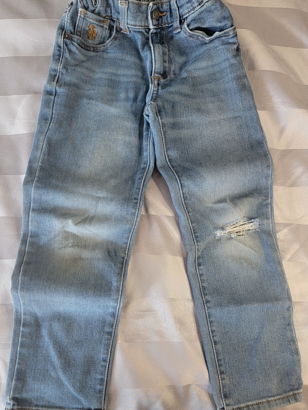 U.S. Polo Assn Boys Light Blue Distressed Jeans Sz 6